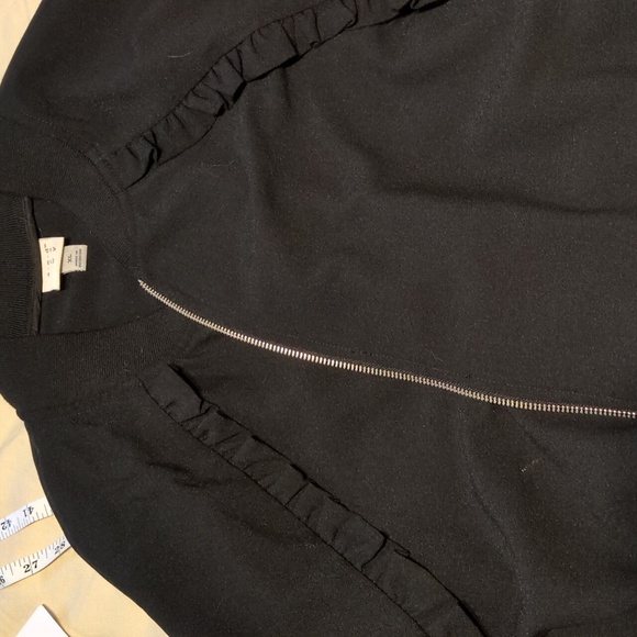 A New Day Ruffled Black Bomber Jacket - Picture 3 of 4